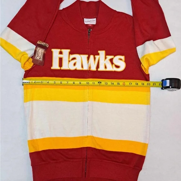 Atlanta Hawks x Mitchell & Ness NBA Front Stripe Full Zipper Sweater - SZ SMALL